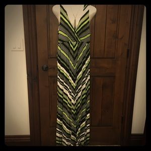 Green Black Stripe sleeveless dress Large
